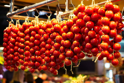 Low angle view of tomatoes for sale at street market