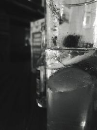 Close-up of ice glass on table