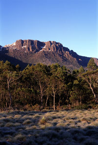 Scenic view of mountains against clear sky