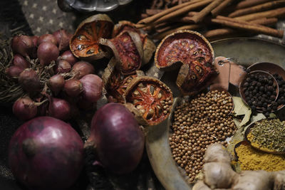 High angle view of fruits in market