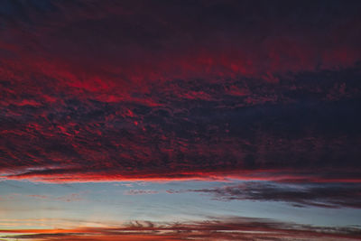 Low angle view of dramatic sky during sunset