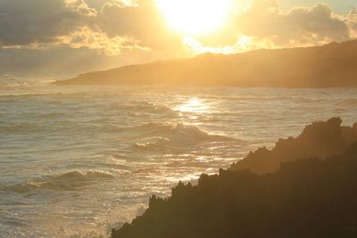 Scenic view of sea at sunset