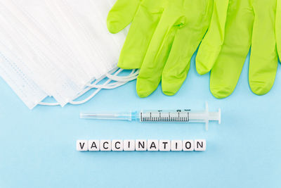 High angle view of sign board on table