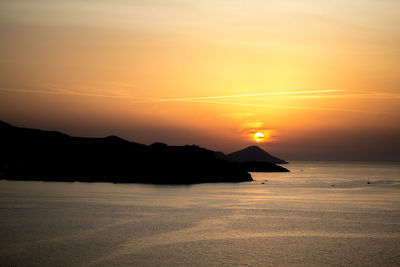 Scenic view of sea against sky during sunset