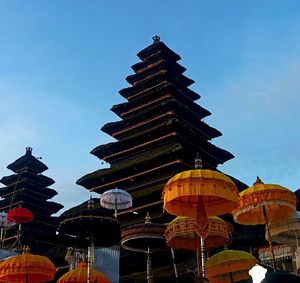 Low angle view of pagoda against sky