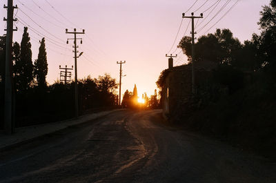 Sunset over road