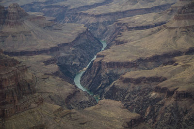 High angle view of mountains against sky