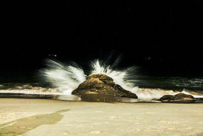 Blurred motion of water at night