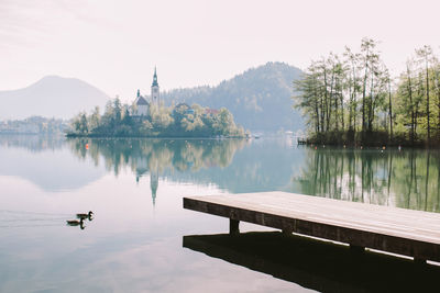 Scenic view of lake against sky