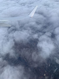 Aerial view of airplane wing