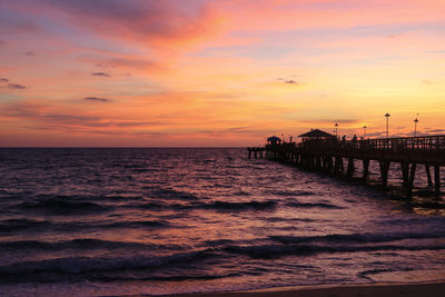 Scenic view of sea against sky during sunrise