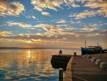 Scenic view of sea against sky during sunset