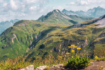 Scenic view of mountains against sky