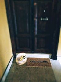 Close-up of open door