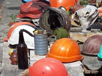 Close-up of objects on table
