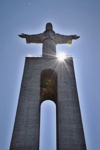 Low angle view of statue of temple against sky