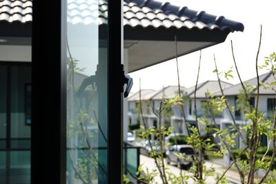 Buildings seen through window