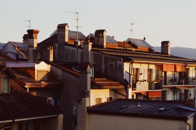 Low angle view of buildings against sky