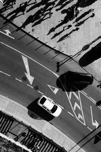 Aerial view of cars on road in city