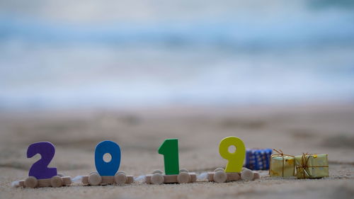 Surface level of 2019 on sand at beach