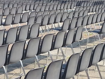 Empty chairs in stadium