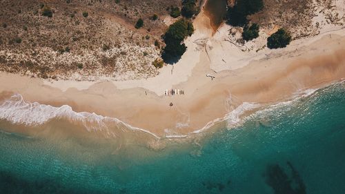 High angle view of people on beach