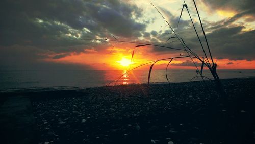 Scenic view of sea at sunset