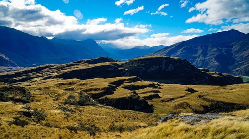 Scenic view of mountains against sky