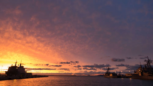 Scenic view of sea against sky during sunset