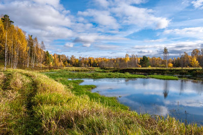 Scenic view of lake against sky