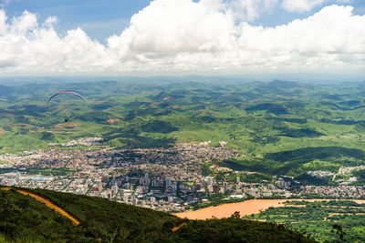 High angle view of townscape against sky