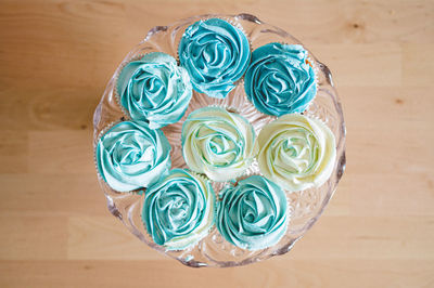 High angle view of cake on table