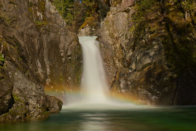 Little water rainbow in the waterfall