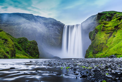 Scenic view of waterfall