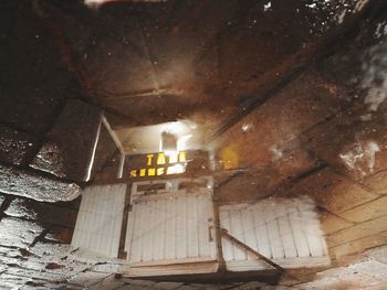 Low angle view of illuminated building at night