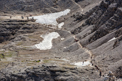 High angle view of rocks on land