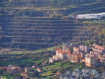 High angle view of buildings in city