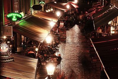Low angle view of illuminated building at night