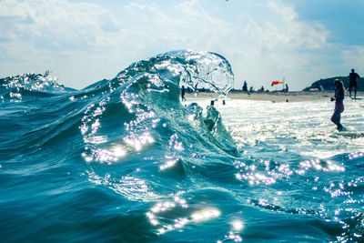 Close-up of wave splashing in sea