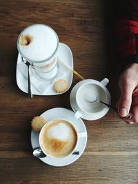 Directly above shot of coffee cup on table