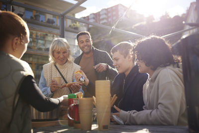 People having meal outdoor