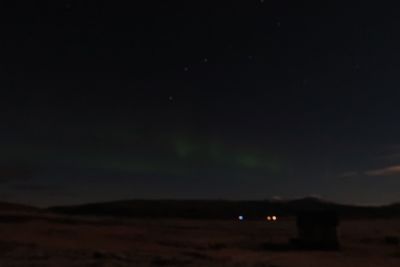 Scenic view of field against sky at night