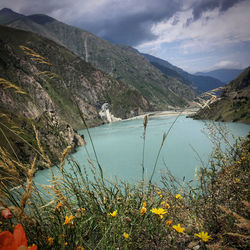 Scenic view of lake against sky