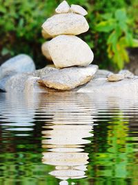 Stack of stones in lake