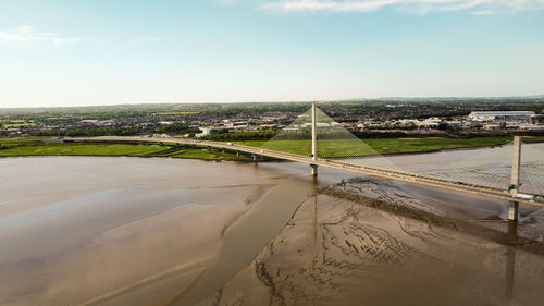 The mersey gateway bridge , drone photo may 2022