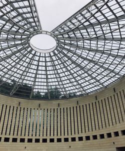 Low angle view of skylight in building