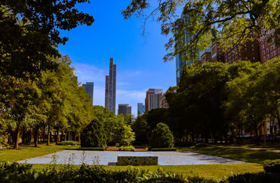 Pedestrian view of the spirit of music garden in grant park