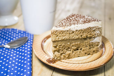 Close-up of bread in plate on table