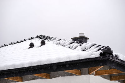 Low angle view of building against sky during winter