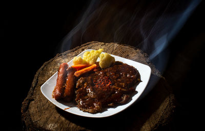 Close-up of food served in plate